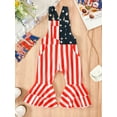 thumbnail image 2 of DcoolMoogl Toddler Baby Girl 4th of July Outfit Stars Stripes Bell Bottoms Pants Overalls Independence Day Suspender Clothes Striped Pants 12-18 Months, 2 of 7