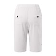 thumbnail image 3 of DuoJiaJ Womens Linen Shorts Knee Length Casual Loose Capri Pants Summer Elastic Waist Drawstring Pants With Pockets Women’s Casual Pants, 3 of 5