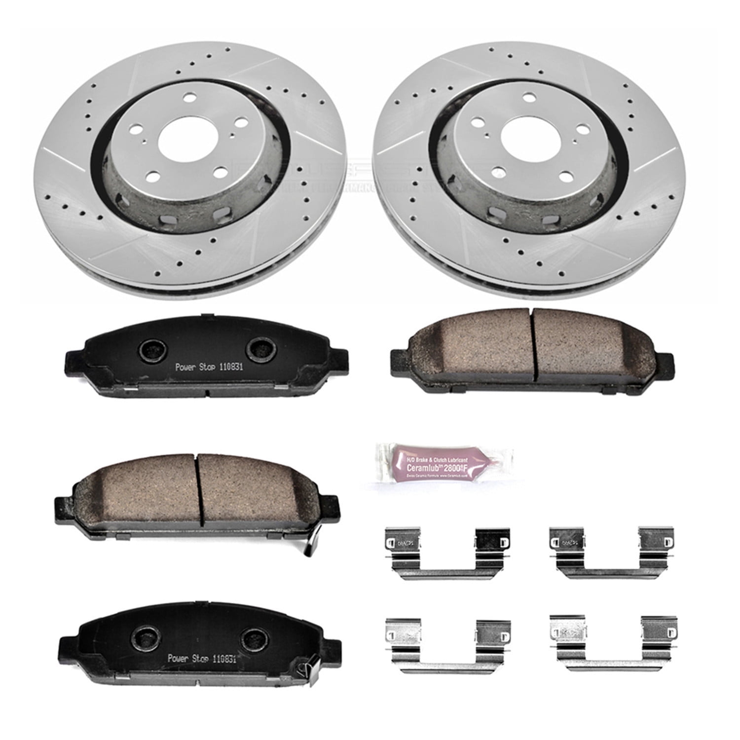 PowerStop Front Z23 Evolution Sport Carbon-Fiber Ceramic Brake Pad and Drilled & Slotted Rotor Kit Fits: TOYOTA Select Models K5865
