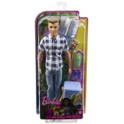 Barbie It Takes Two Ken Doll & Camping Accessories, Blonde Doll with Blue Eyes Wearing Plaid Shirt