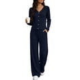 thumbnail image 2 of Miqool Womens 2 Piece Outfits Corduroy V Neck Button Front Long Sleeve Top Matching Pants Set Casual Loungewear Tracksuit S‑XXL, 2 of 7