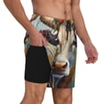 thumbnail image 2 of Balery Oil Painting Flower Cow Bañador para hombre, shorts de playa de secado rápido con entrepierna y forro de compresión-Large, 2 of 6