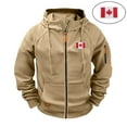thumbnail image 2 of safuny Mens Zip Up Hoodies Sweatshirt Casual Workout Athletic Travel with Pockets Fall Jacket Khaki XXL, 2 of 9