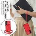 thumbnail image 3 of Crossbody for Samsung Galaxy S22 Phone Case for Women, Wallet Case with Credit Card Holder Shoulder Strap & Wrist Lanyard Shockproof Purse Back Flip 360 Ring Holder Kickstand Case,Red, 3 of 9
