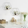 thumbnail image 2 of Blueek Modern Wall Mounted Hexagonal Floating Shelves - Metal & Wood Decor Storage for Bedroom, Living Room, Office - White, 2 of 7
