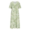 thumbnail image 4 of Zpanxa V Neck Maxi Dress Women's Summer Short Sleeve Casual Dress with All Over Floral Print, 4 of 5