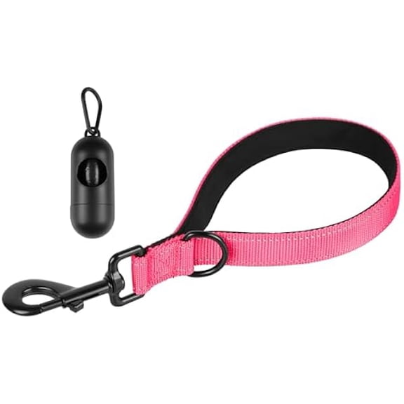 Eryueer Dog Leash, Short Dog Leash, Leashes for Large Breed Dogs,Traffic Padded Handle- Reflective Training Lead, Perfect for Medium to Large Dogs(12 Inch, Pink)