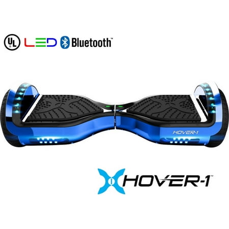 - Hover-1 Chrome UL Certified Electric Hoverboard w/ 6.5 Wheels, LED Lights, and Bluetooth Speaker - Blue