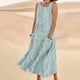 thumbnail image 2 of Vestido de Verano para las Mujeres sin Mangas Lino-Look Impreso Maxi, Suelto Fluido Y Vestido Sexy de Moda para las Mujeres, 2 of 5