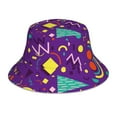 thumbnail image 3 of Daiia Retro 80s Style Pattern Bucket Hat - Trendy Cotton Sun Hat for Beach, Golf, Fishing - Fun Outdoor Vacation Boonie for Men and Women, 3 of 9