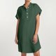 thumbnail image 2 of Vestido camisero de manga corta con botones para mujer: túnica informal de color liso, tejido suave y transpirable, versátil para tres estaciones., 2 of 5