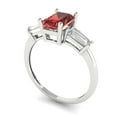thumbnail image 2 of Clara Pucci 14K White Gold Solid Gold Garnet Three-Stone Anniversary Ring for Women - 1.5 cttw Emerald Cut, 2 of 8