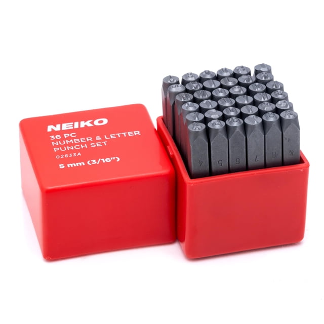 Juego de punzones NEIKO 02633A de 36 piezas, acero, vástago de 5 mm