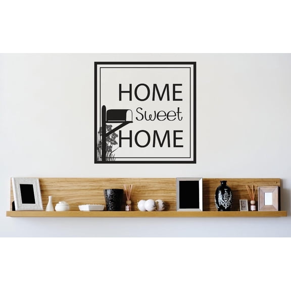Custom Wall Decal Vinyl Sticker : Home Sweet Home Image Quote Mural 16x16"