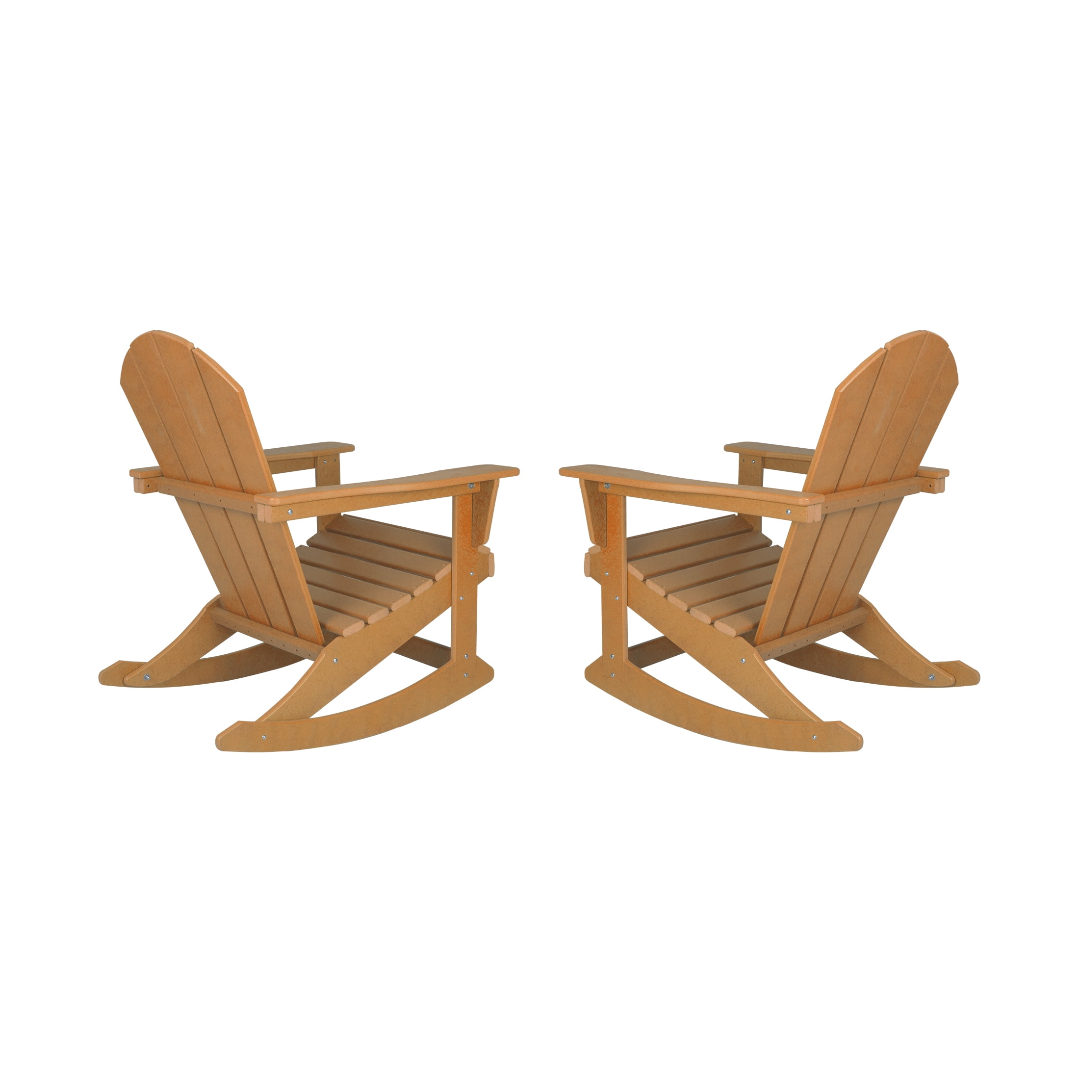 GARDEN Set of 2 - Plastic Outdoor Rocking Chairs for Patio Porch, Orange