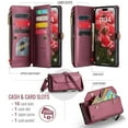 thumbnail image 3 of Crossbody for iPhone 17 Pro Max Case Wallet【RFID Blocking】with 10-Card Holder Zipper Bills Slot, Soft PU Leather Magnetic Shoulder Wrist Strap for iPhone 17 Pro Max Wallet Case Women, 3 of 13