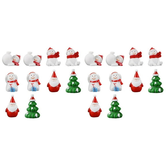 EXHUMKY Christmas Resin Dolls Set of 20 Mini Santa Snowman Ornaments Holiday Decor