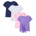 thumbnail image 2 of HILEELANG 4-PC Little Girls 5-16Y Navy White Pink Purple Cotton Short Sleeve Crewneck T Shirt Tee Size 5-6Y, 2 of 10