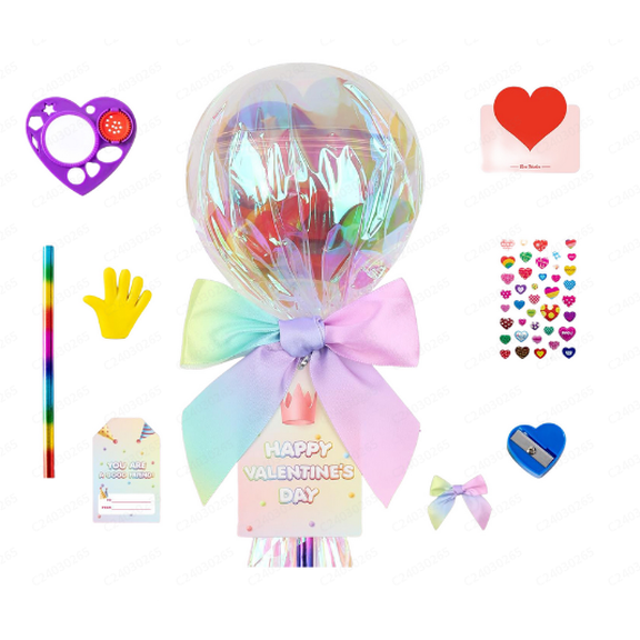 Loyerfyivos Valentines Day Gifts - 1 Pack Giant Rainbow Stationery Set with Valentine's Cards for School Classroom Class Party Favor - Valentine Gift Exchange for Boys Girls