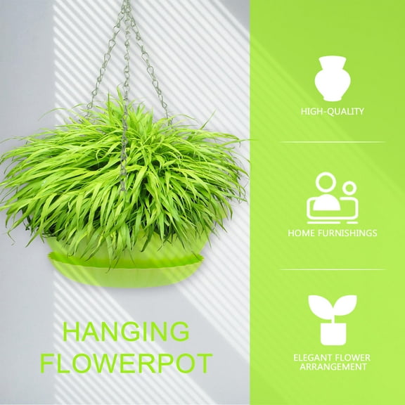 PAMINGONO 2 Sets Indoor Hanging Planter Plastic Flowerpot with Round Shape for Office Use 11In