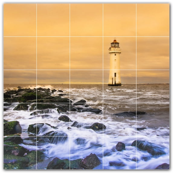 Picture-Tiles.com: Lighthouse Ceramic Tile Wall Mural WAL500821-55XL. 60"W x 60"H using (25) 12" x 12" Ceramic Tiles-Satin Finish