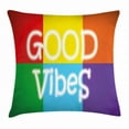 thumbnail image 1 of Good Vibes Throw Pillow Cushion Cover, Squares in Lively Colors Positivity Entertainment Energy Happiness Open Mind, Decorative Square Accent Pillow Case, 16 X 16 Inches, Multicolor, by Ambesonne, 1 of 2