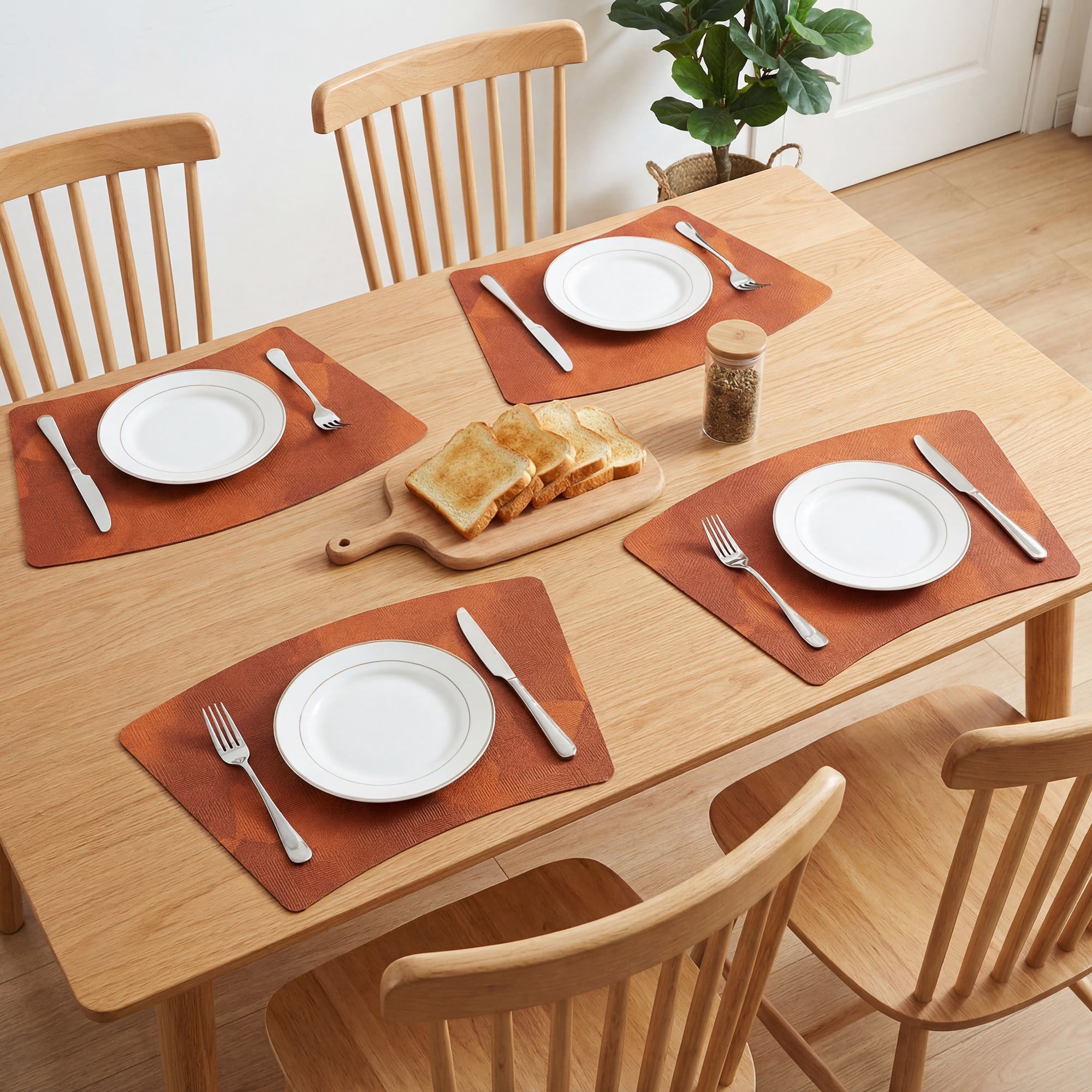 Unique Bargains 4pcs Wedge Placemats Caramel Brown 17.7"x11.8"