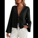 thumbnail image 1 of Camisa Y2K para Mujer, Blusa con Mangas Acampanadas y Cuello en V, Estilo Casual. Negro M, 1 of 8