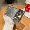 thumbnail image 5 of SaniMore for iPhone 14 Pro Max Case, Gradient Glitter Bling Paper Large Window Lens Protection Electroplated Frame Soft TPU Shockproof Anti-drop Slim Lightweight Fashion for Girls Women, Silver, 5 of 11