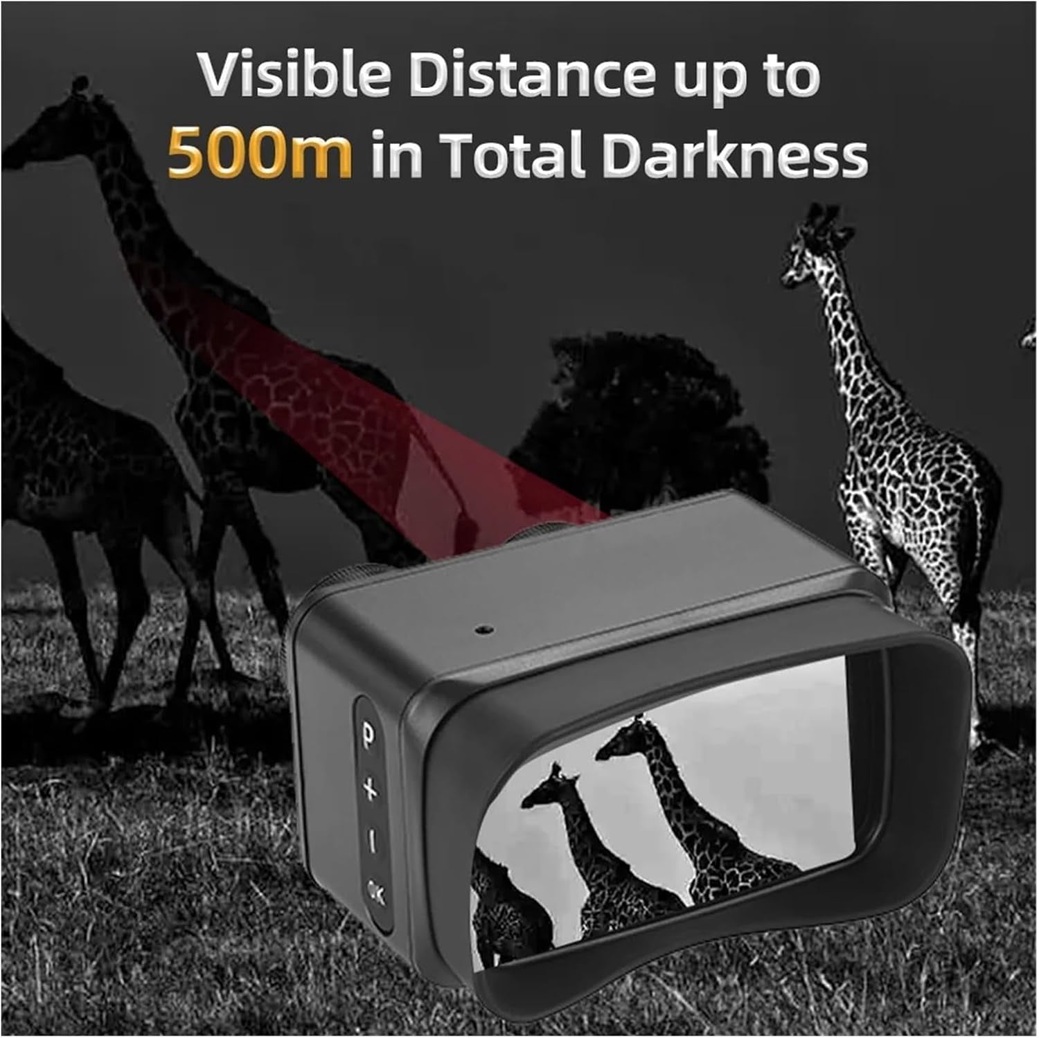 Night Vision Binoculars for Adults, 5X Digital Zooms Binoculars Infrared 4K HD Goggles Night-Vision Device Telescopes for Outdoor Camping Day Night Use for Hunting & Camping (with 64G Memory Card 1)