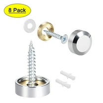 Uxcell 0.63'' Mirror Screws Decorative Cap Cover Nails Polished Stainless Steel Silvery 8pcs