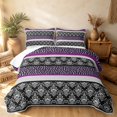 thumbnail image 2 of Erosebridal Baroque Damask Twin Quilt Set, Victorian Zebra Print Twin Coverlet Set, Black White Purple 2-Piece, 1 Bedspread and 1 Pillowcase, 2 of 7