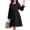 Black, variant on Women Plus Size Fall Casual Long Sleeve Dress Round Neck Tiered Knitted Flared Sleeve Midi Ruffle Dress 1X-5X