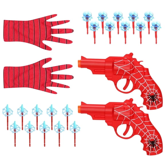19Pcs Spider Web Shooters Real,Spider Silk Launcher Wrist Toy, Cool Gadgets String Gloves Shooters Toy for Superhero Role-Play-2 Spider Web Launchers +2 Gloves+15 Suction Cup Darts, One Size