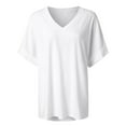 thumbnail image 4 of Aloohaidyvio Tops,Womens Fashion Summer Large Size V Neck Leisure Short Sleeve Solid Tops, 4 of 5