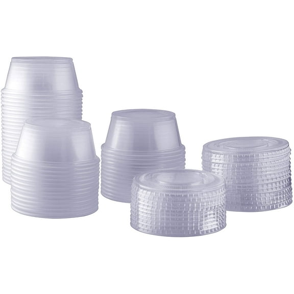 Comfy Package 3.25 fl oz. Disposable Portion Cup with Lids (Pack of 100)