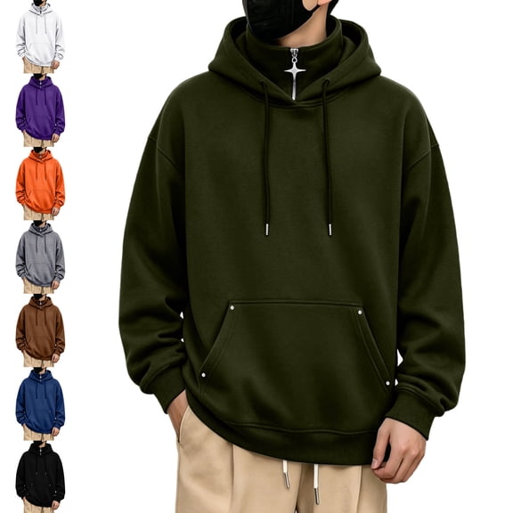 Zysthvn Pullover Mens Hoodies Outdoor Athletic Winter Sweatshirts for Men Hoodies Drawstring Long Sleeve Solid with Pockets