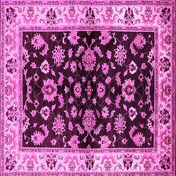Ahgly Company Indoor Square Oriental Pink Traditional Area Rugs, 8' Square