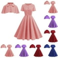 thumbnail image 3 of 1950s Vintage Cocktail Dresses for Women Wedding Guest Retro 50's Swing Dresses Church Tea Party Prom Dress with Shrug, 3 of 3
