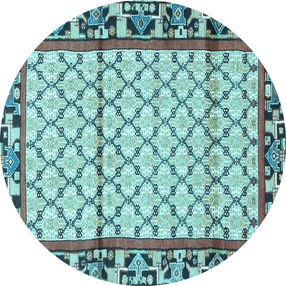 Ahgly Company Indoor Round Persian Light Blue Traditional Area Rugs, 8' Round