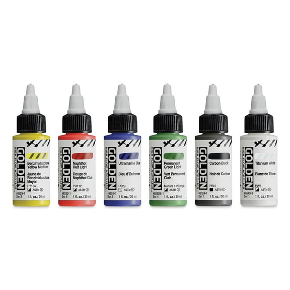 Golden High Flow Acrylics - Intro Colors, 30 ml Bottles, Set of 6