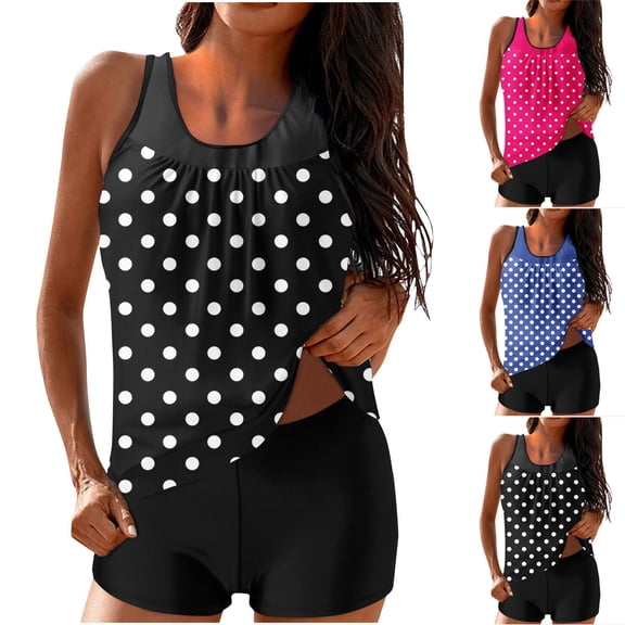 Lovzfmll Tankini for Women, Printed Top and Trunks, High Waisted Conservative Bathing Suit for Modest Beach Swim