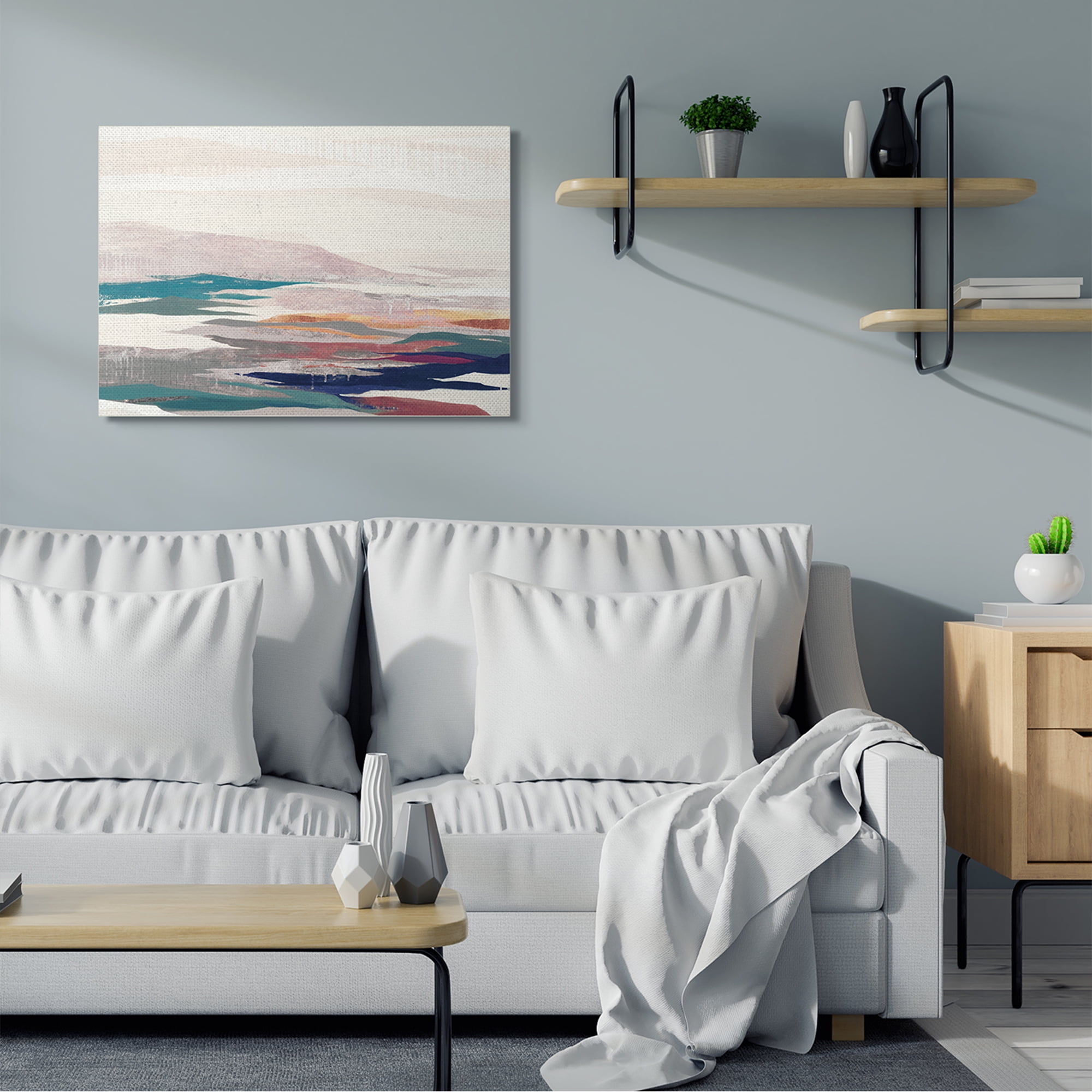 Stupell Industries Abstract Valley Landscape Pastel Pop Hills,30 x 40,Designed by Liz Jardine