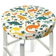 thumbnail image 3 of Lsque Dinosaurs and Tropical Leaves Round Bar chair cushion covers Velvet Fabric Premium Comfort Protects from Scratches and Stains for 14-17 Inch Chair- 14 inch, 3 of 7