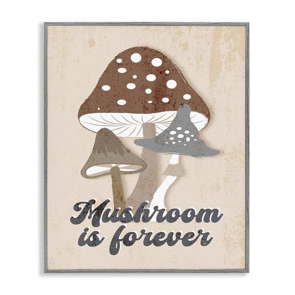 Stupell Industries Eclectic Retro Mushroom is Forever Gray Framed Giclee Art, 11 x 14, by Martina Pavlova