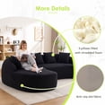 thumbnail image 2 of HUTWIFE Home Modern Luxury Chenille Foam Reclining Curved Sofa with L-Shape Chaise with Throw Pillows, Black, 2 of 9