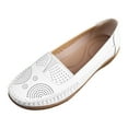 thumbnail image 6 of Rokment Beach Vintage Wedges Walking Shoes for Women Casual Comfortable Leather Hollow out Soft Slip on Mid Heels Non Slip Driving Nursing Work Dress Loafers White Size 6.5, 6 of 8