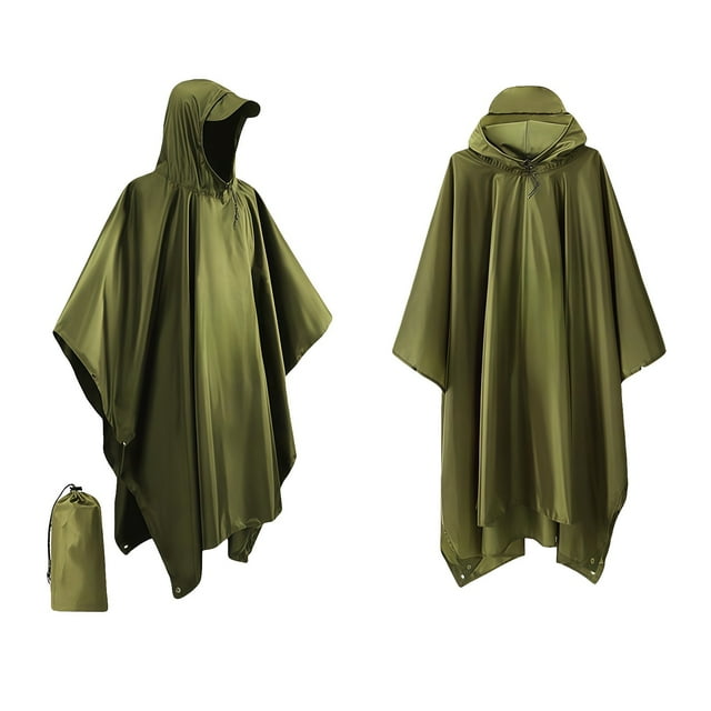 ManxiVoo Poncho de Pluie à Capuche Pliable pour Femme, Imperméable, Équipement de Plein Air pour Randonnée, Camping, Pêche, Voyage, Urgence, Taille A, Vert