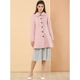 thumbnail image 3 of INSPIRE CHIC Women's Peter Pan Collar Single Breasted Winter Long Coat Pink L, 3 of 6
