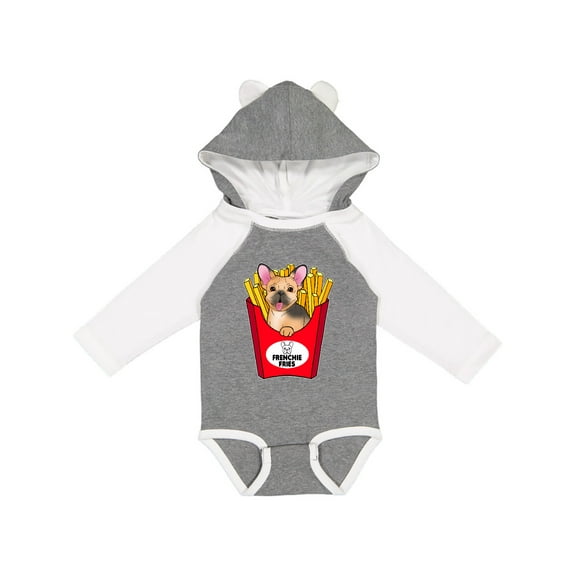 Inktastic Cute Frenchie in French Fries Boys or Girls Long Sleeve Baby Bodysuit